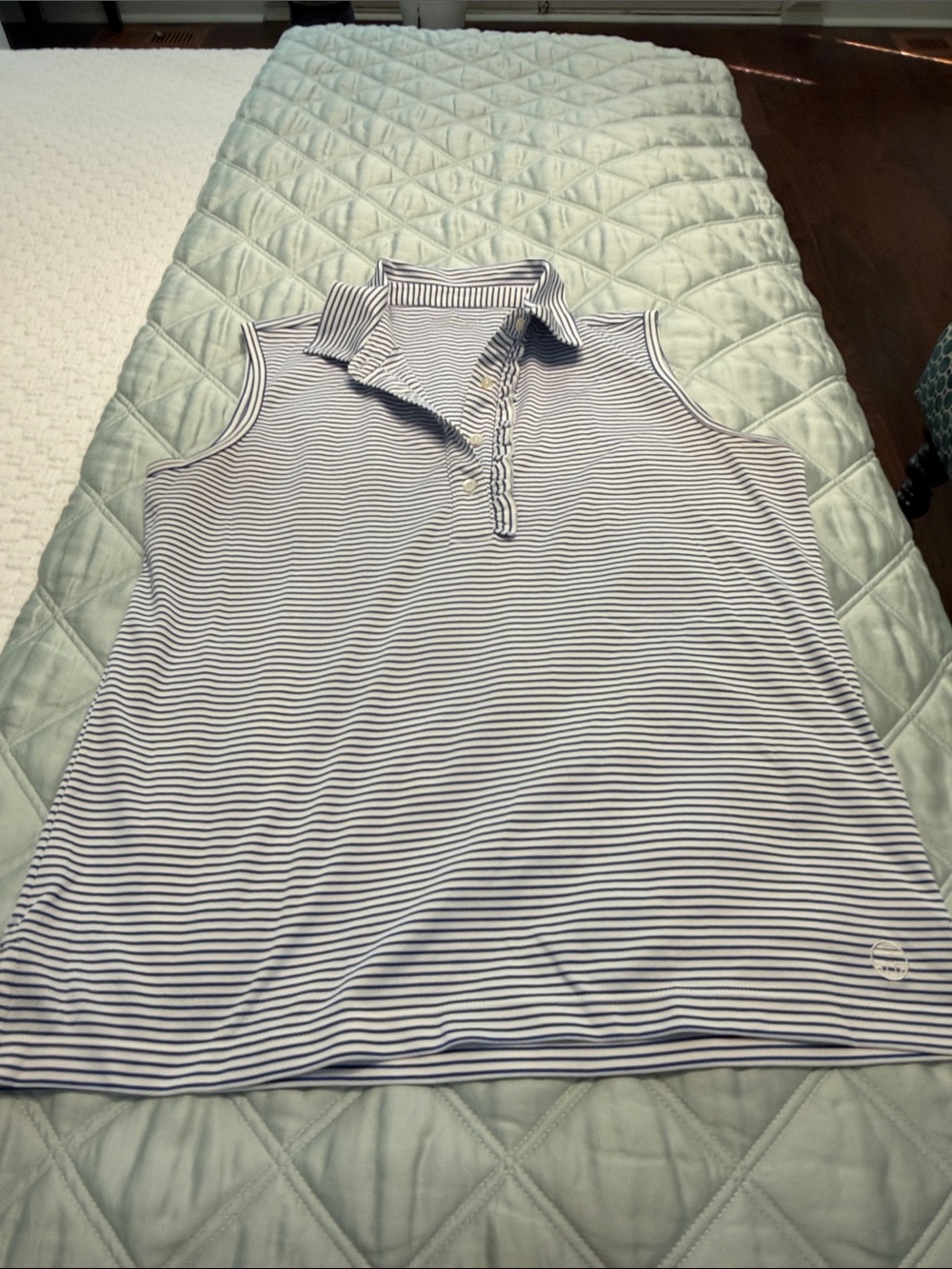 Women’s Tory Sport Sleeveless Polo Tank Top - Navy & White Stripes